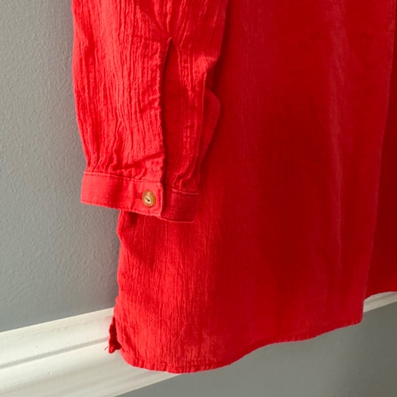 L.L.Bean Camp Blouse Tunic in Red Poppy Color Size Small - Picture 7 of 7